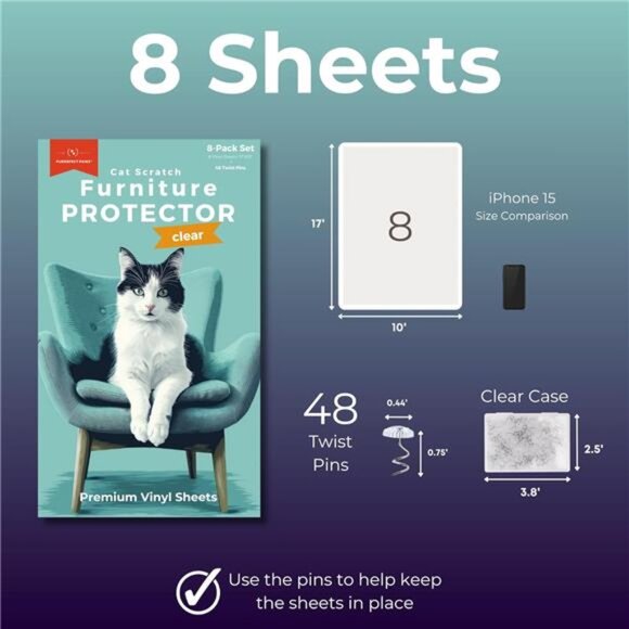 Couch Protector for Cats,8Pack Furniture Protectors from CatsScratch,CouchGuards - Picture 4 of 7